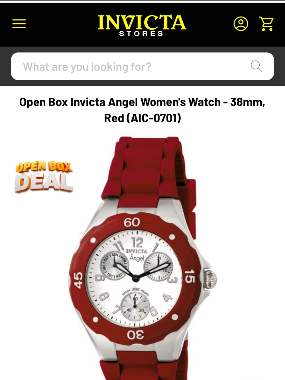 Invicta Angel Women's Watch - Red Strap with White Dial